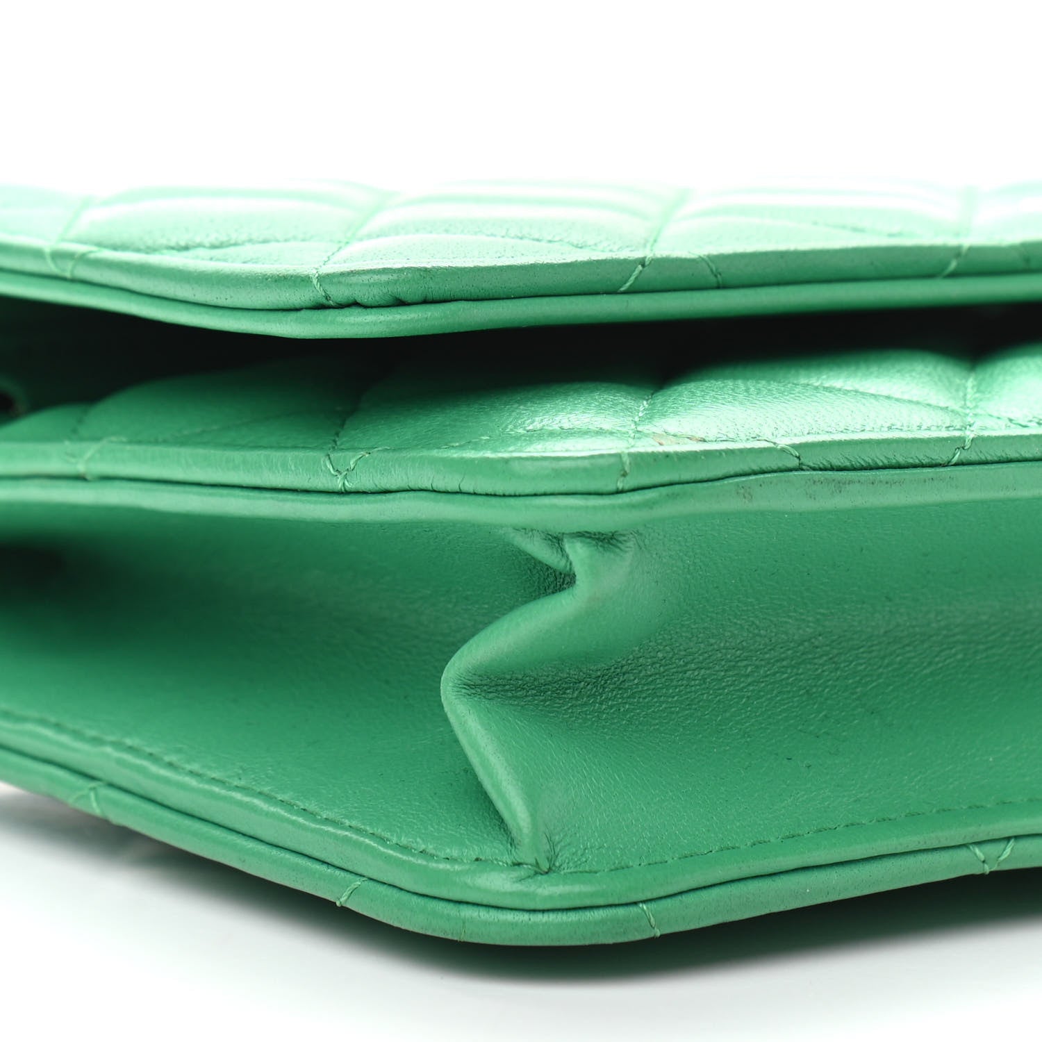 Chanel Lambskin Quilted Wallet On Chain WOC Green 9 of 12