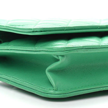 Chanel Lambskin Quilted Wallet On Chain WOC Green 9 of 12