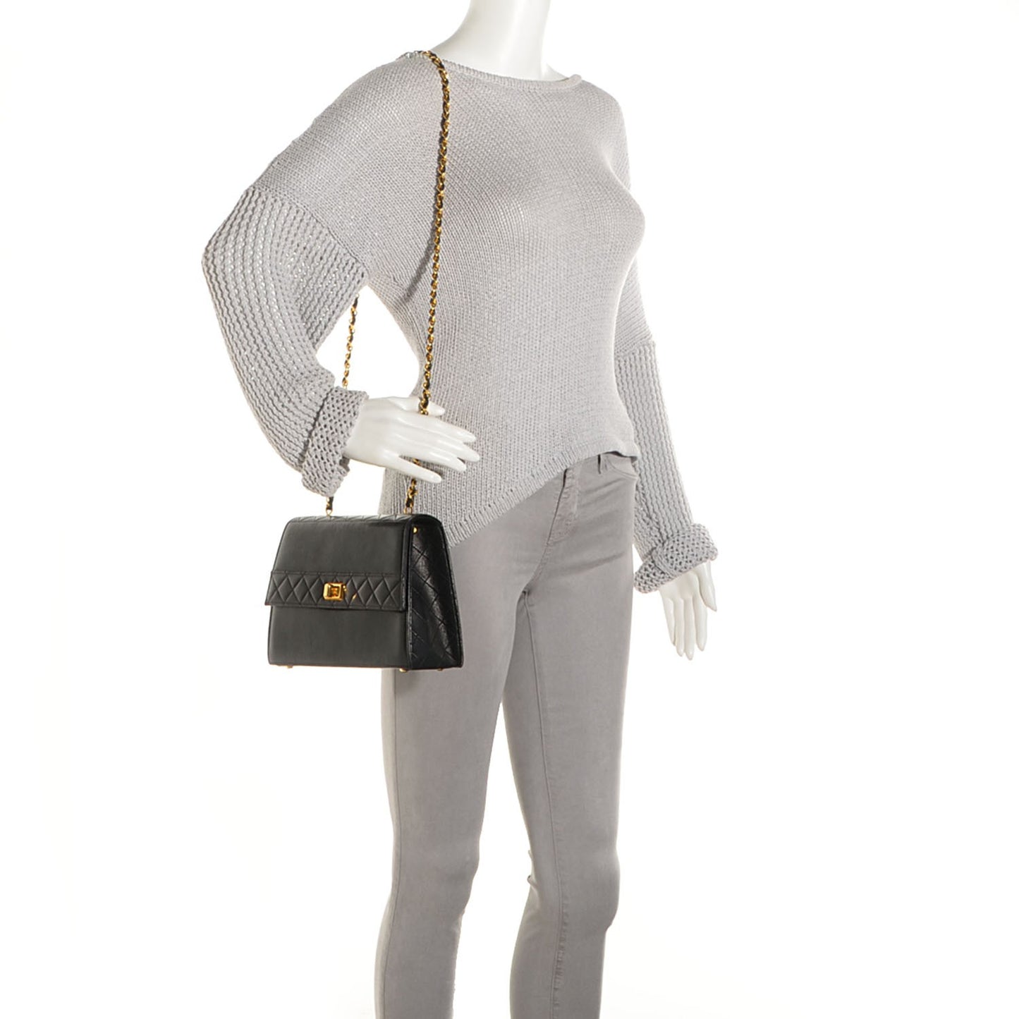 Lambskin Quilted Shoulder Bag Black