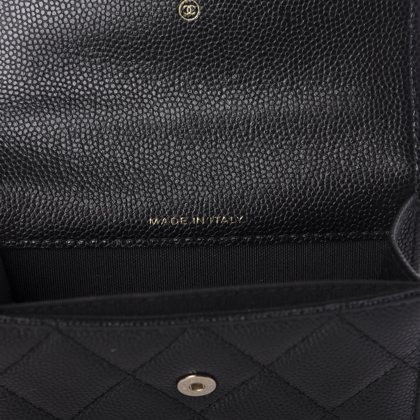 Caviar Quilted Mini Pearl On Top Coin Purse With Chain Black