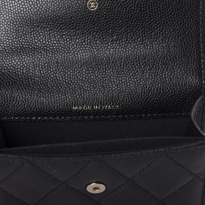 Chanel Caviar Quilted Mini Pearl On Top Coin Purse With Chain Black 9 of 11