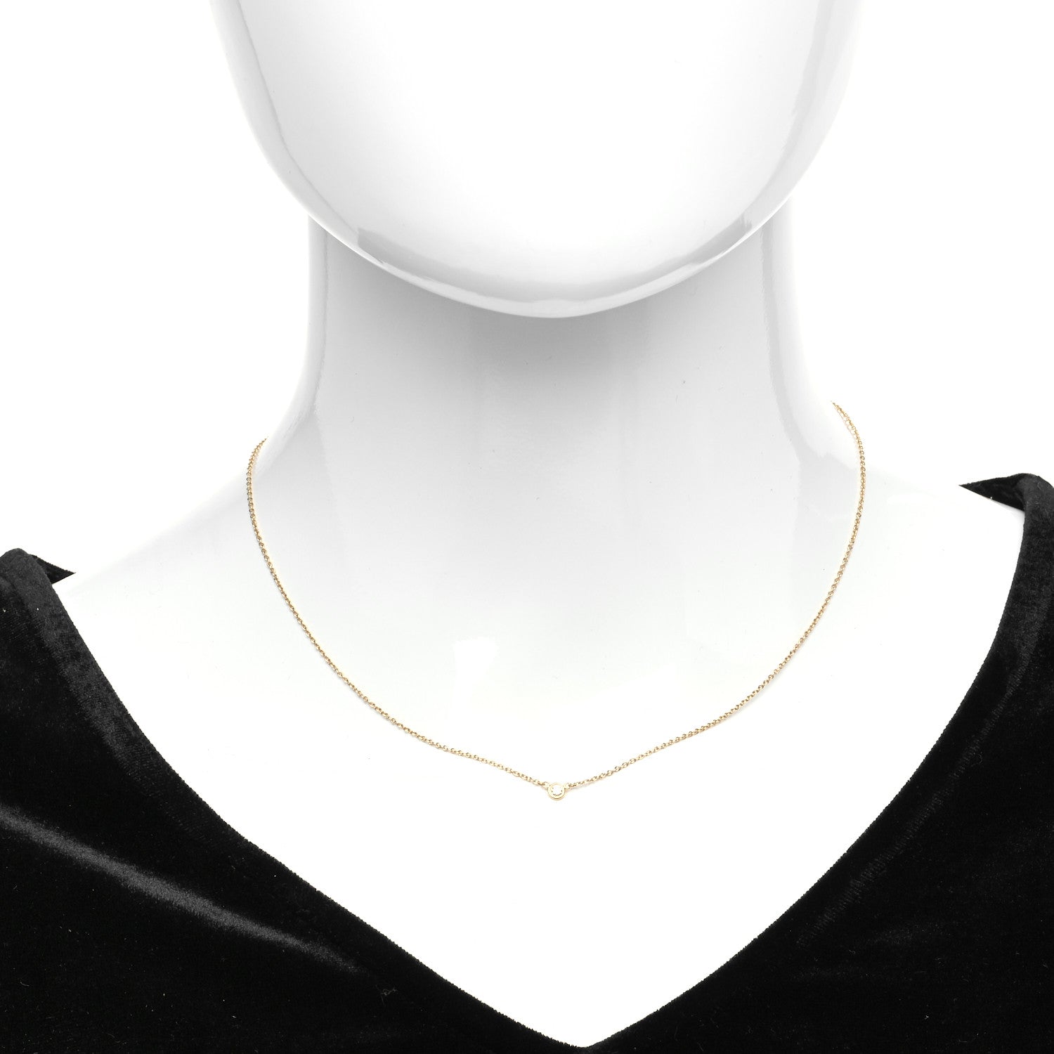 Tiffany 18K Yellow Gold Diamond .05ct Elsa Peretti Diamonds by the Yard Pendant Necklace 2 of 5