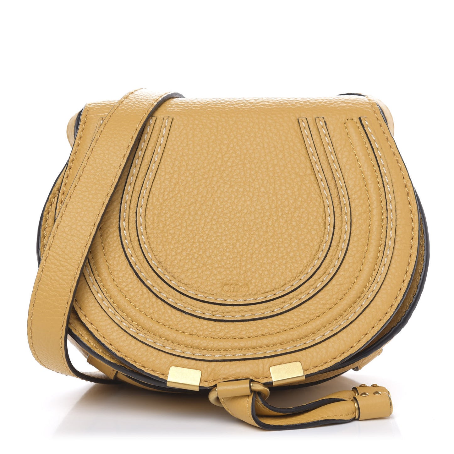Calfskin Mini Marcie Round Crossbody Bag Honey Gold