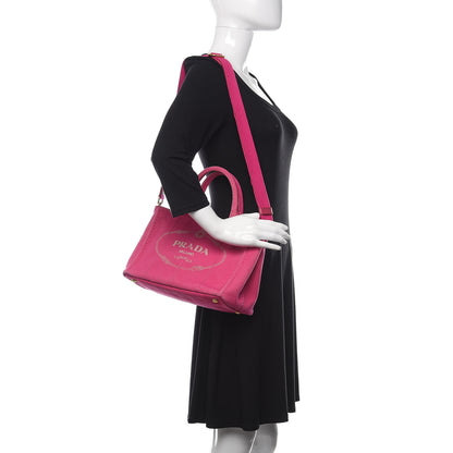 Prada Canapa Small Logo Tote Fuxia 2 of 10