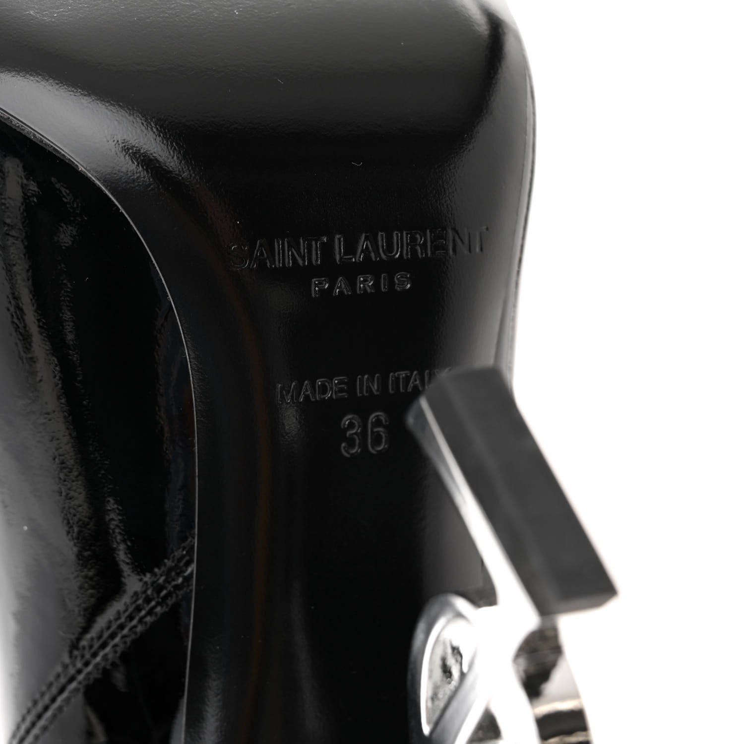 Saint Laurent Patent Opyum Ankle Booties 36 Black 6 of 8