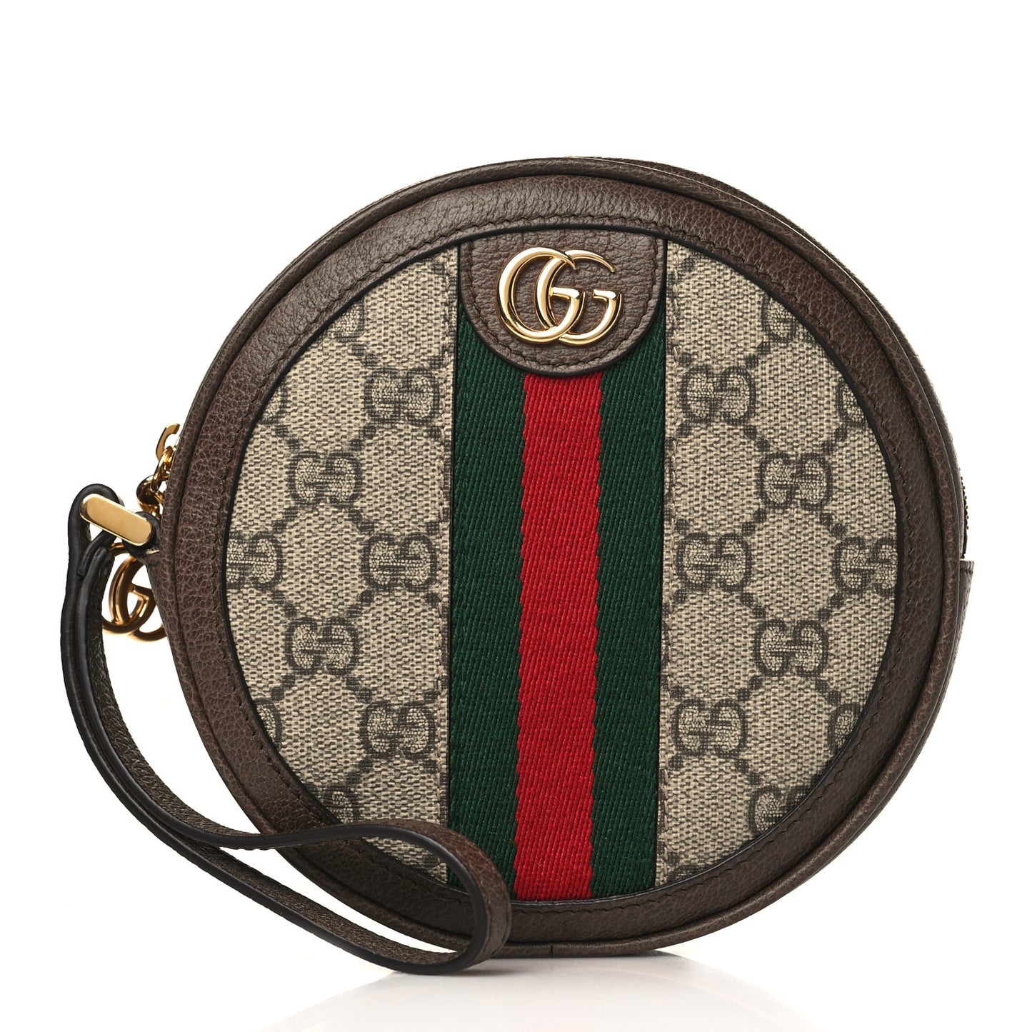 GG Supreme Monogram Web Ophidia Circle Wristlet Beige New Acero