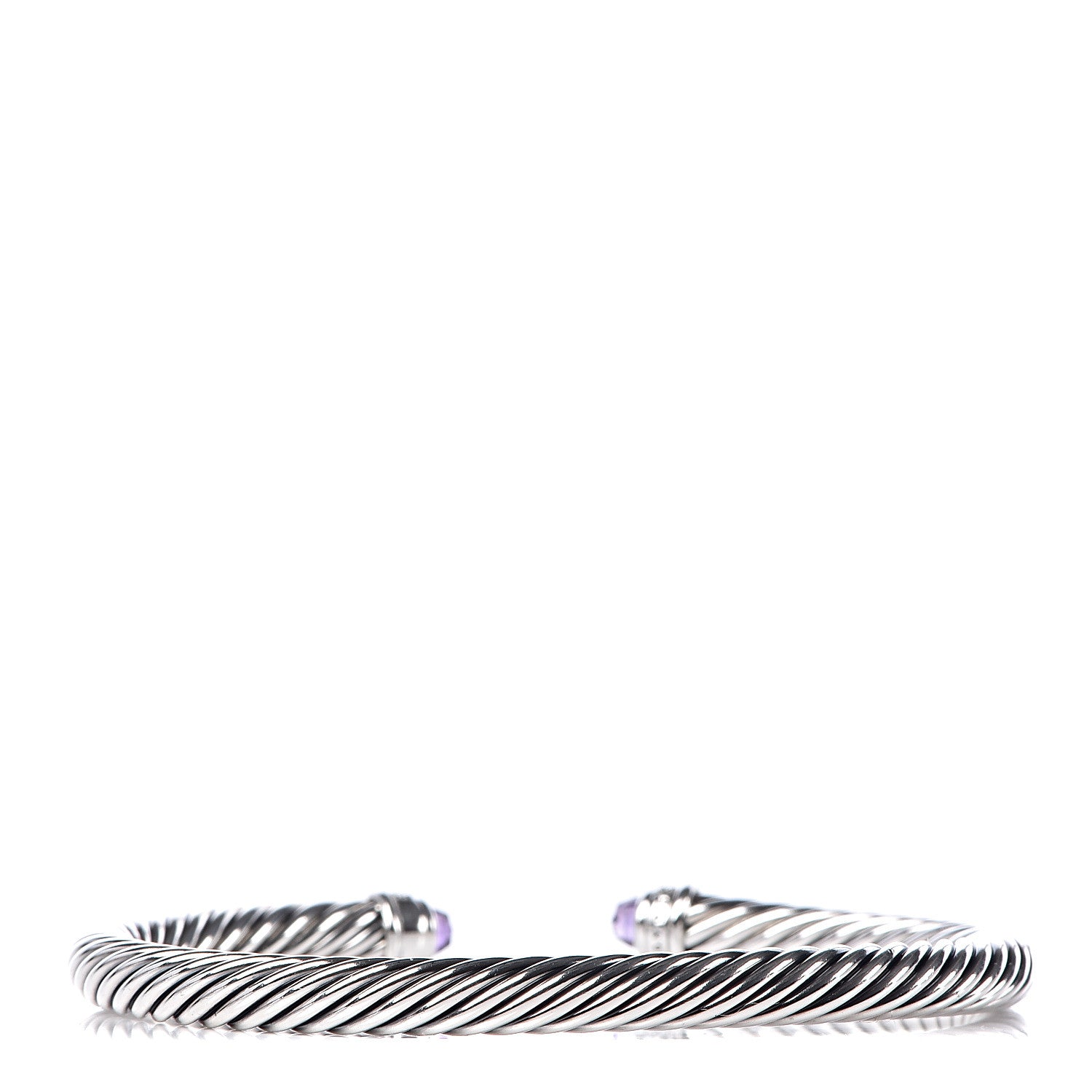 David Yurman Sterling Silver Diamond Amethyst 5mm Cable Classics Bracelet 5 of 8