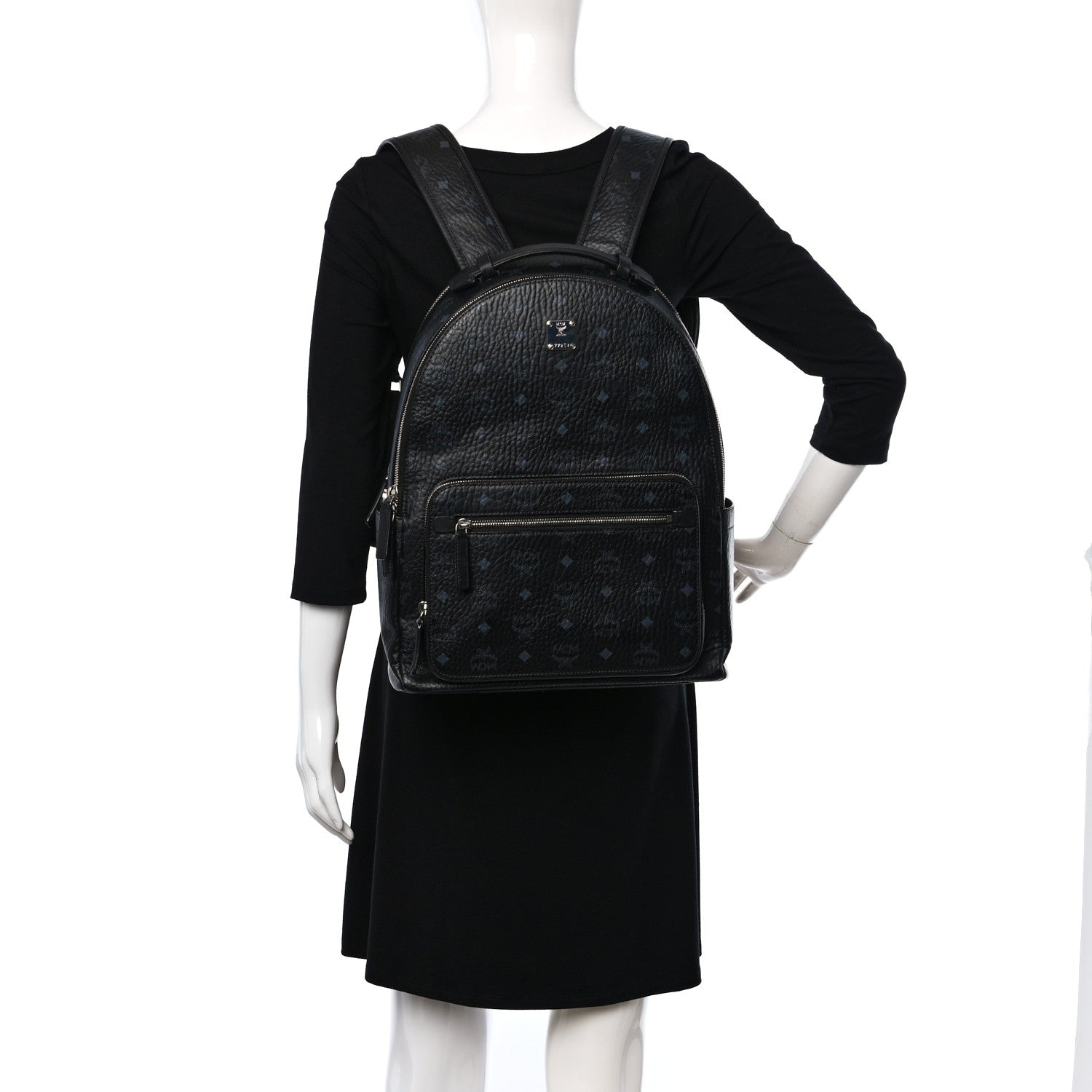 MCM Visetos Medium Stark Backpack Black 2 of 9