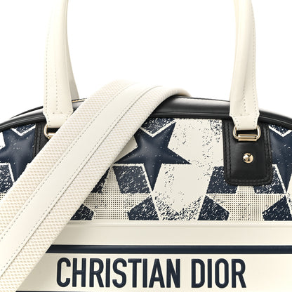 Christian Dior Calfskin Star Medium Dior Vibe Zip Bowling Bag White Blue 8 of 12