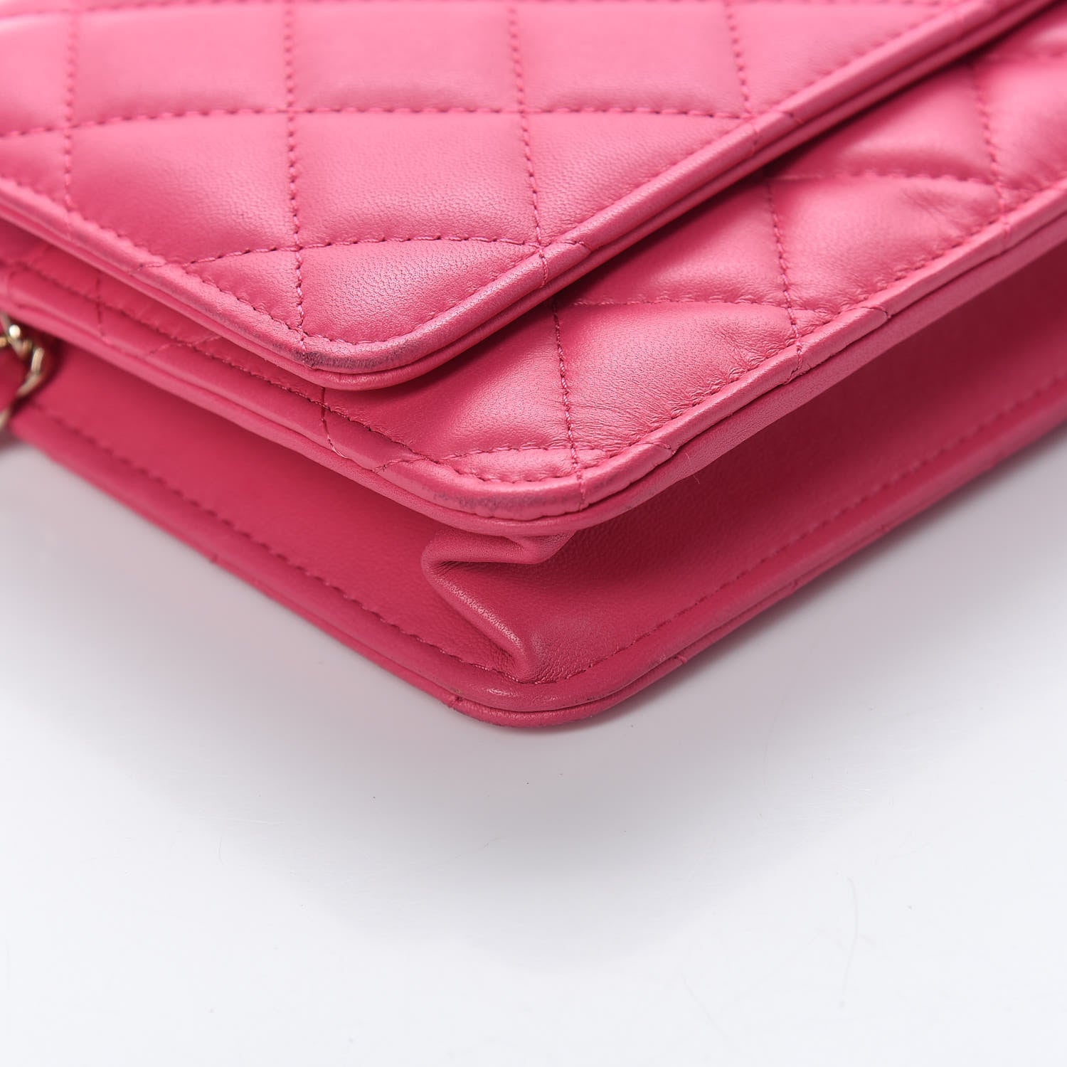 Chanel Lambskin Quilted Wallet On Chain WOC Dark Pink 12 of 17