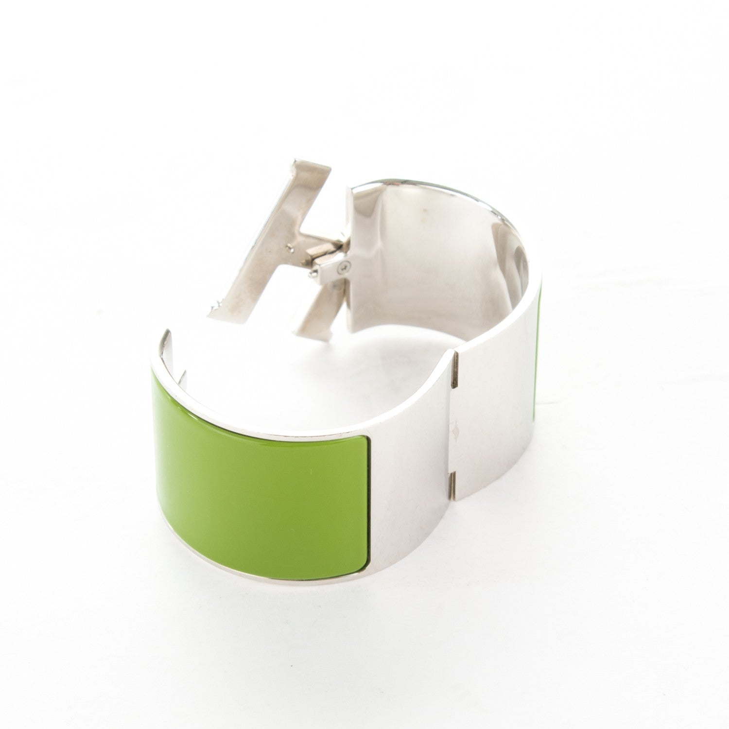 Hermes Enamel Extra Wide Clic H Bracelet PM Vert Anis 4 of 4