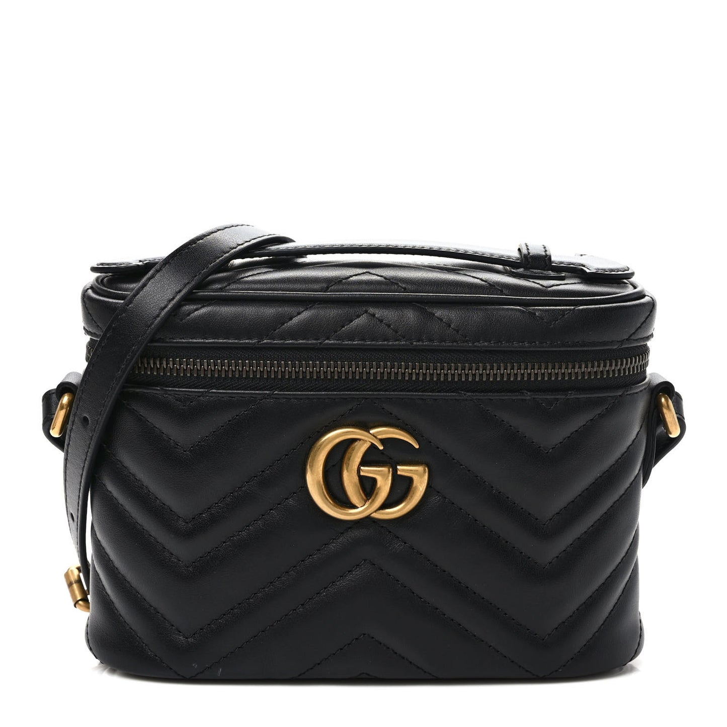 Calfskin Matelasse Small GG Marmont Vanity Cosmetic Case Black