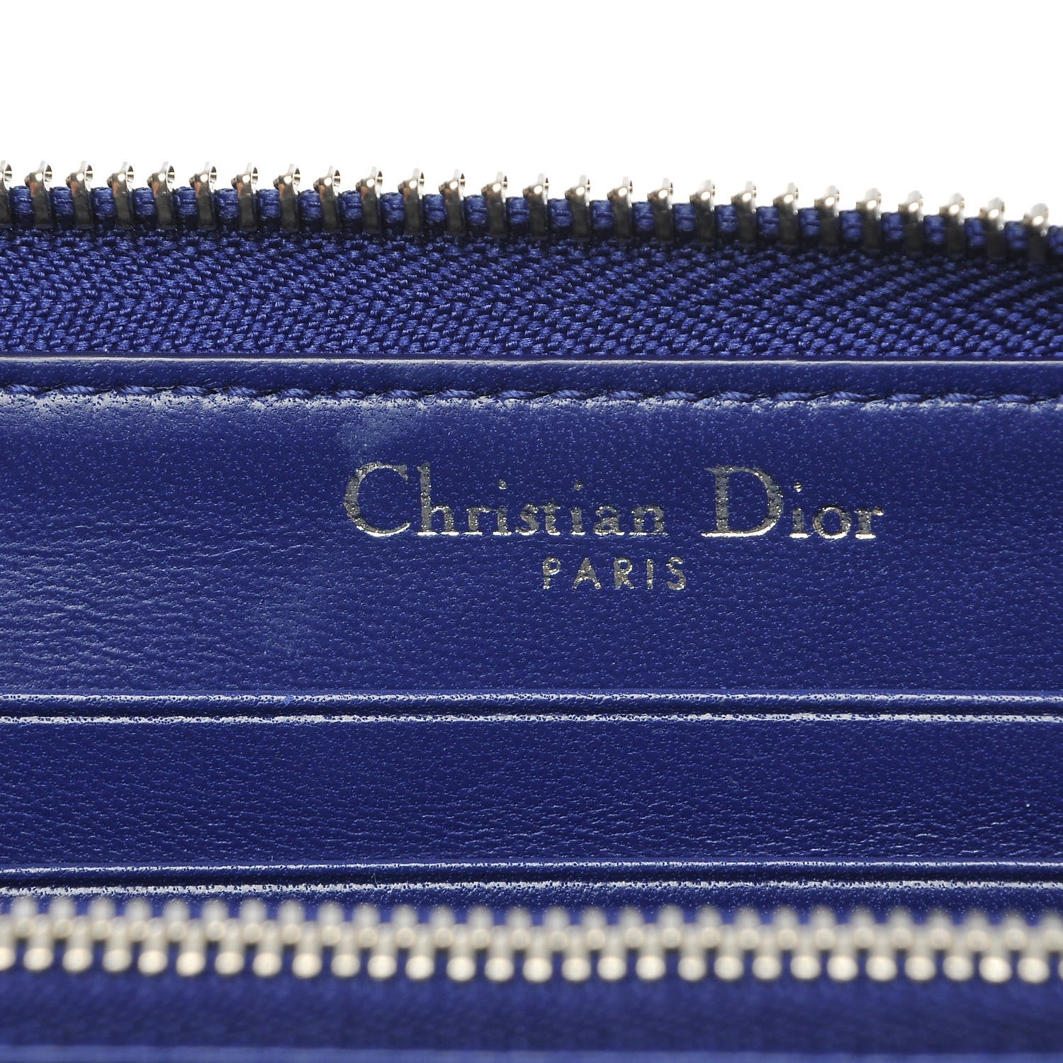 Christian Dior Grained Calfskin Cannage Medium Diorama Voyageur Wallet Blue 6 of 7