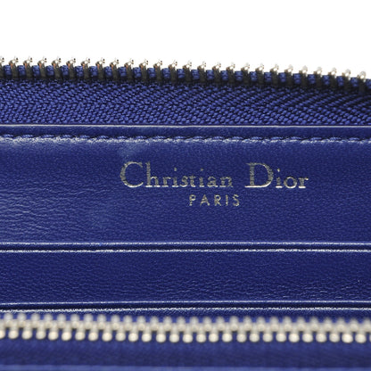 Christian Dior Grained Calfskin Cannage Medium Diorama Voyageur Wallet Blue 6 of 7