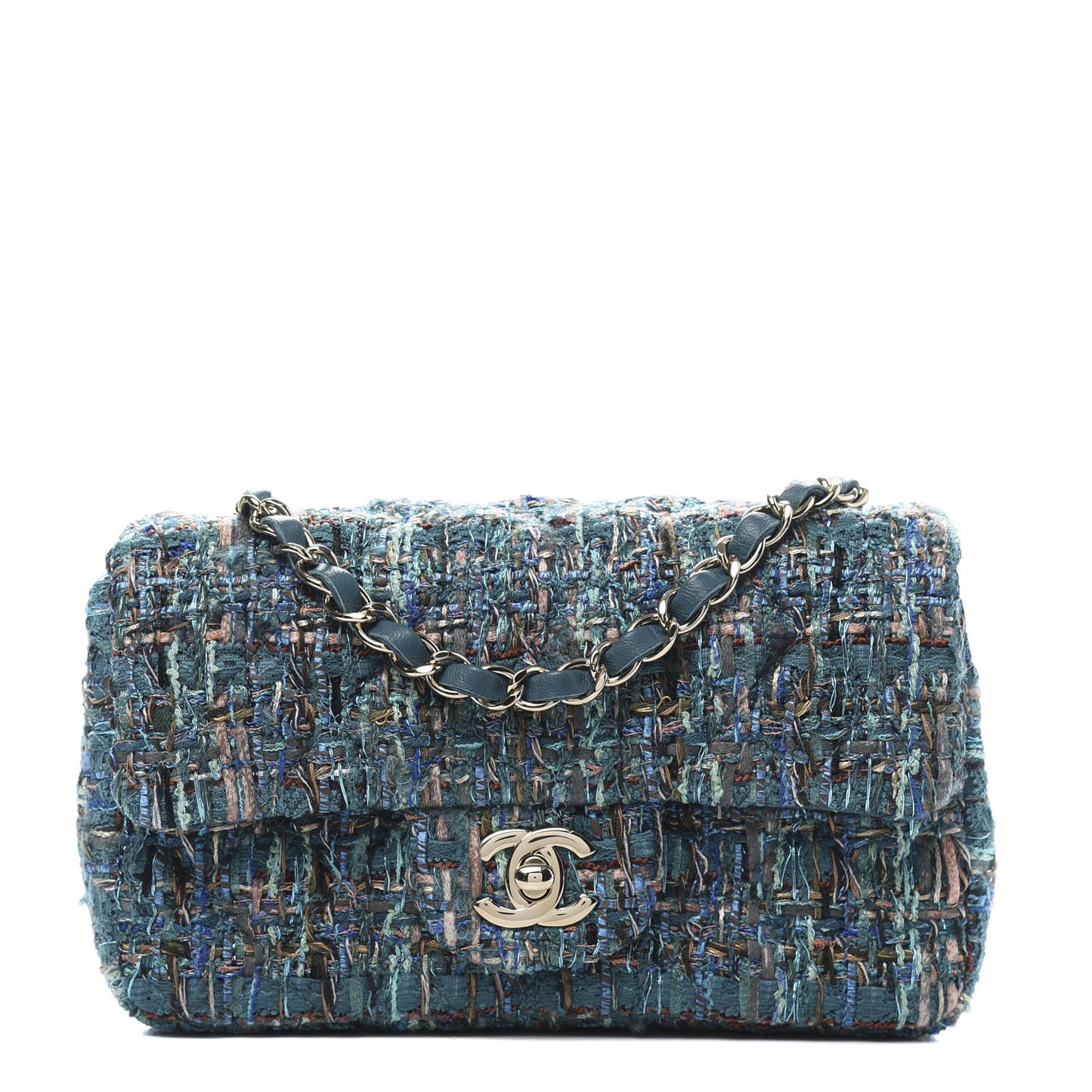 Tweed Quilted Egyptian Mini Rectangular Flap Turquoise