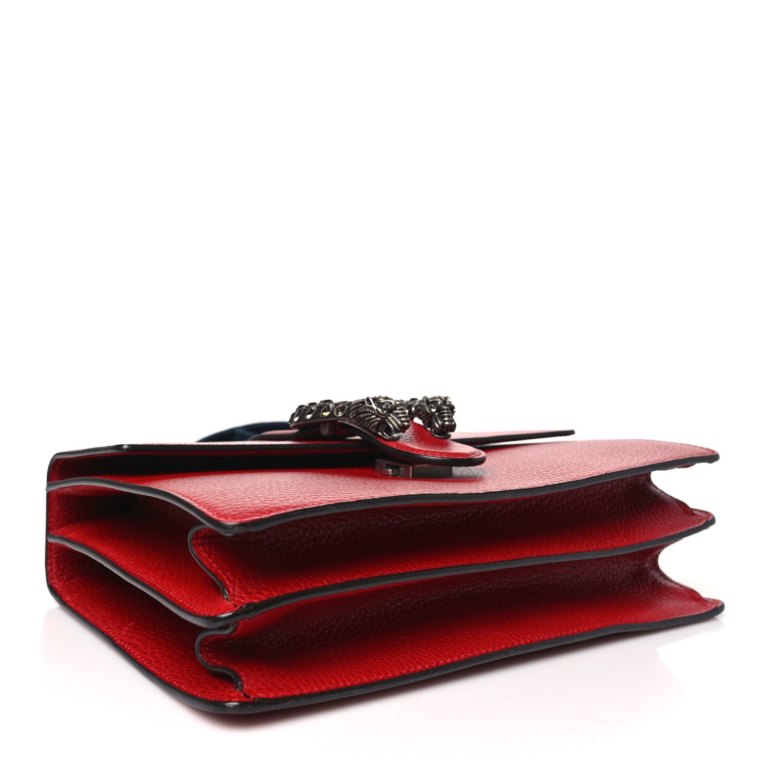Gucci Dollar Calfskin Crystal Web Medium Dionysus Bamboo Top Handle Bag Hibiscus Red Black Diamond 4 of 10