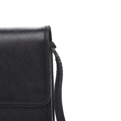 Prada Saffiano Metal Flap Wallet With Strap Black 13 of 14