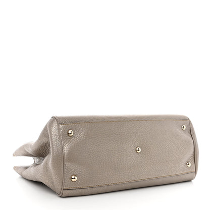 Gucci Metallic Pebbled Calfskin Medium Bamboo Shopper Tote Golden Beige 4 of 16