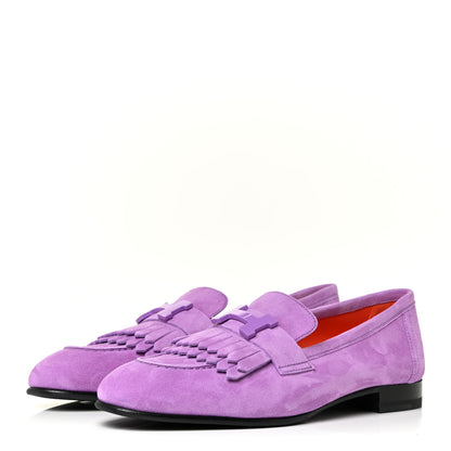Hermes Suede Goatskin Womens Royal Loafers 36 Violet Parme 3 of 13