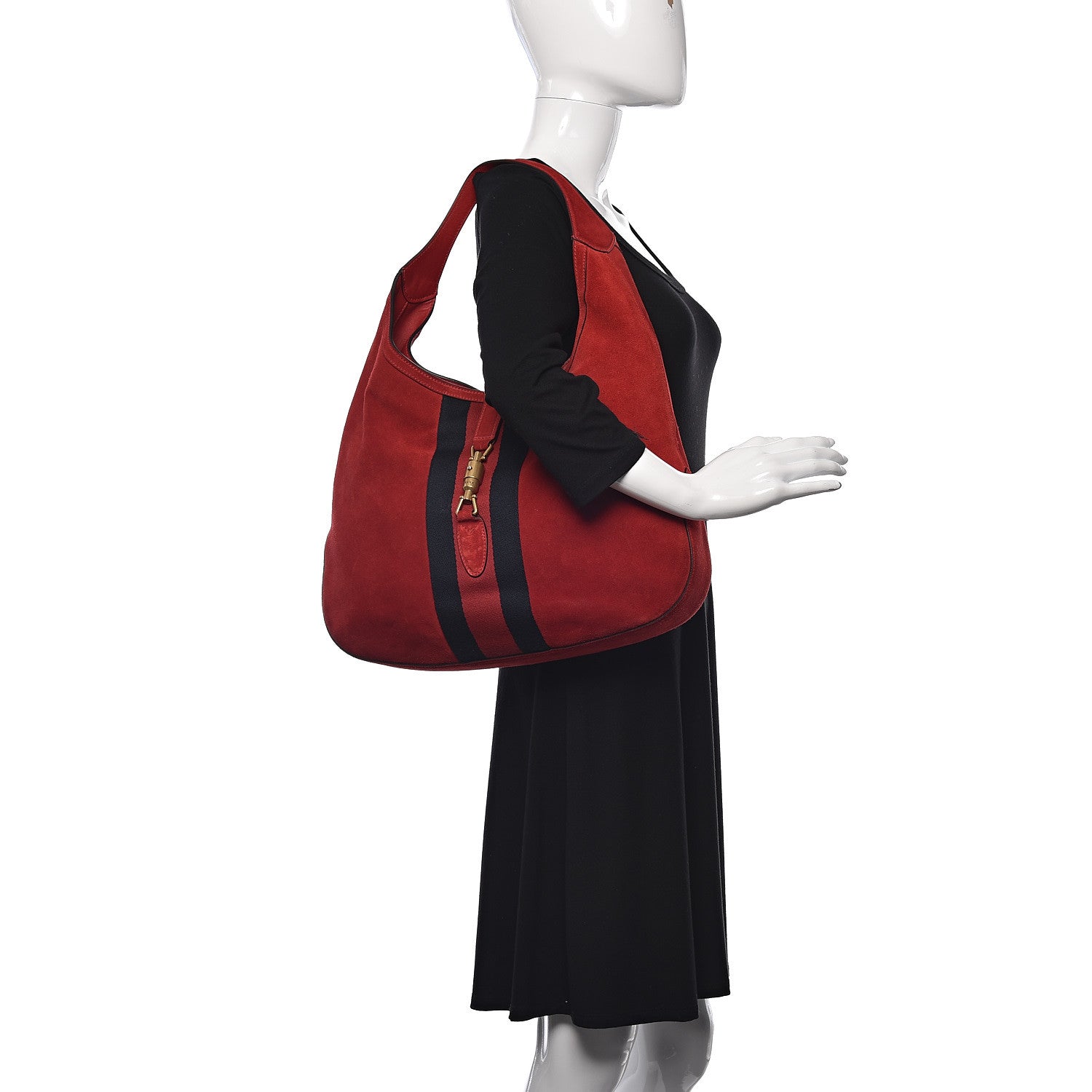 Gucci Soft Suede Web Large Jackie Hobo Red 2 of 19