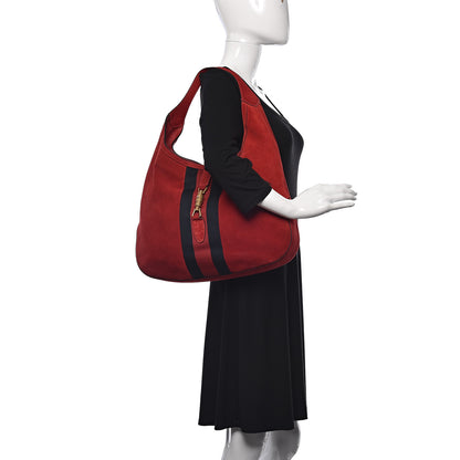 Gucci Soft Suede Web Large Jackie Hobo Red 2 of 19
