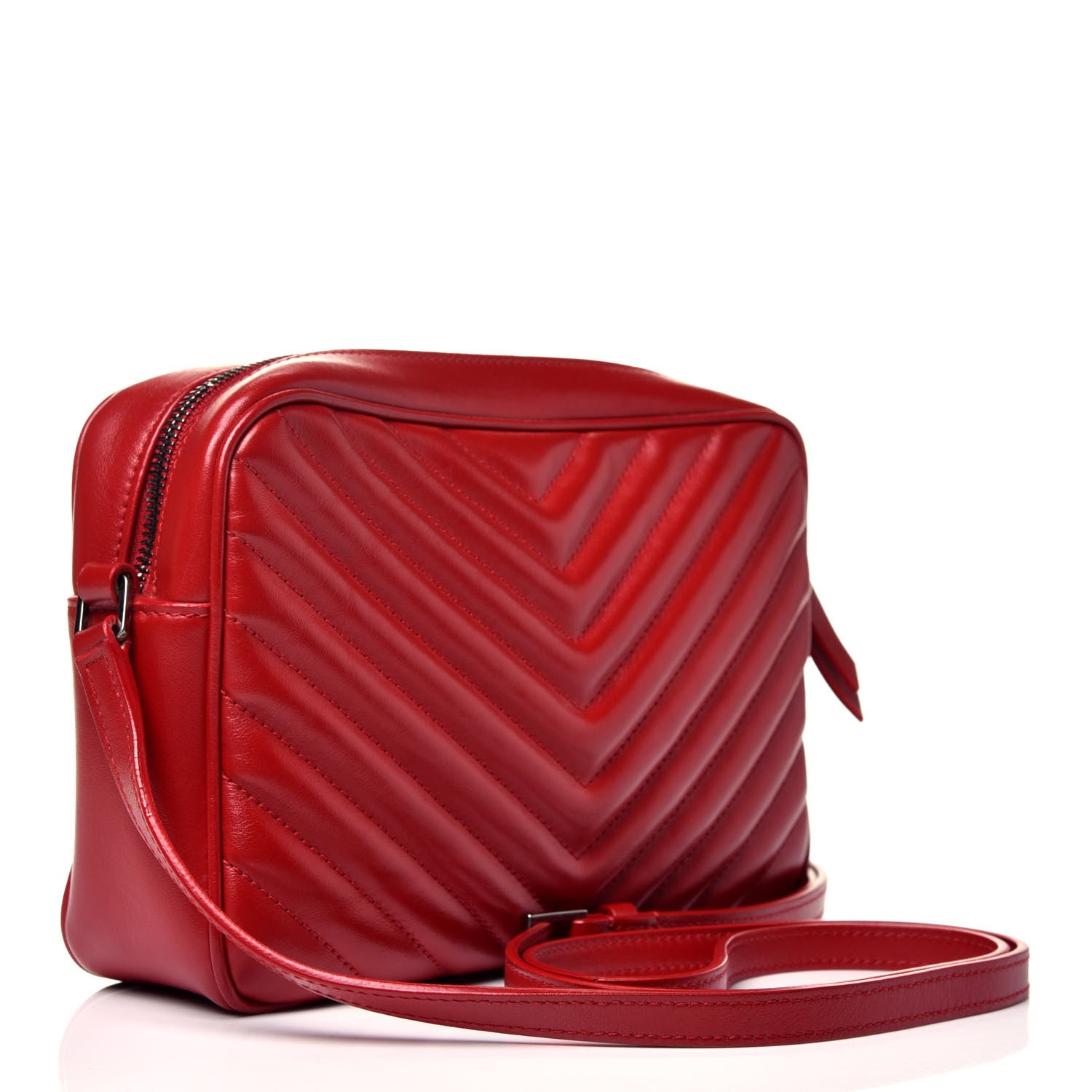 Saint Laurent Calfskin Matelasse Monogram Lou Camera Bag Rouge Eros 3 of 9