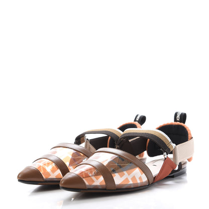 Fendi PVC Calfskin FF Colibri Slingback Ballerina Flats 37 Aranciata Cuoio 3 of 9