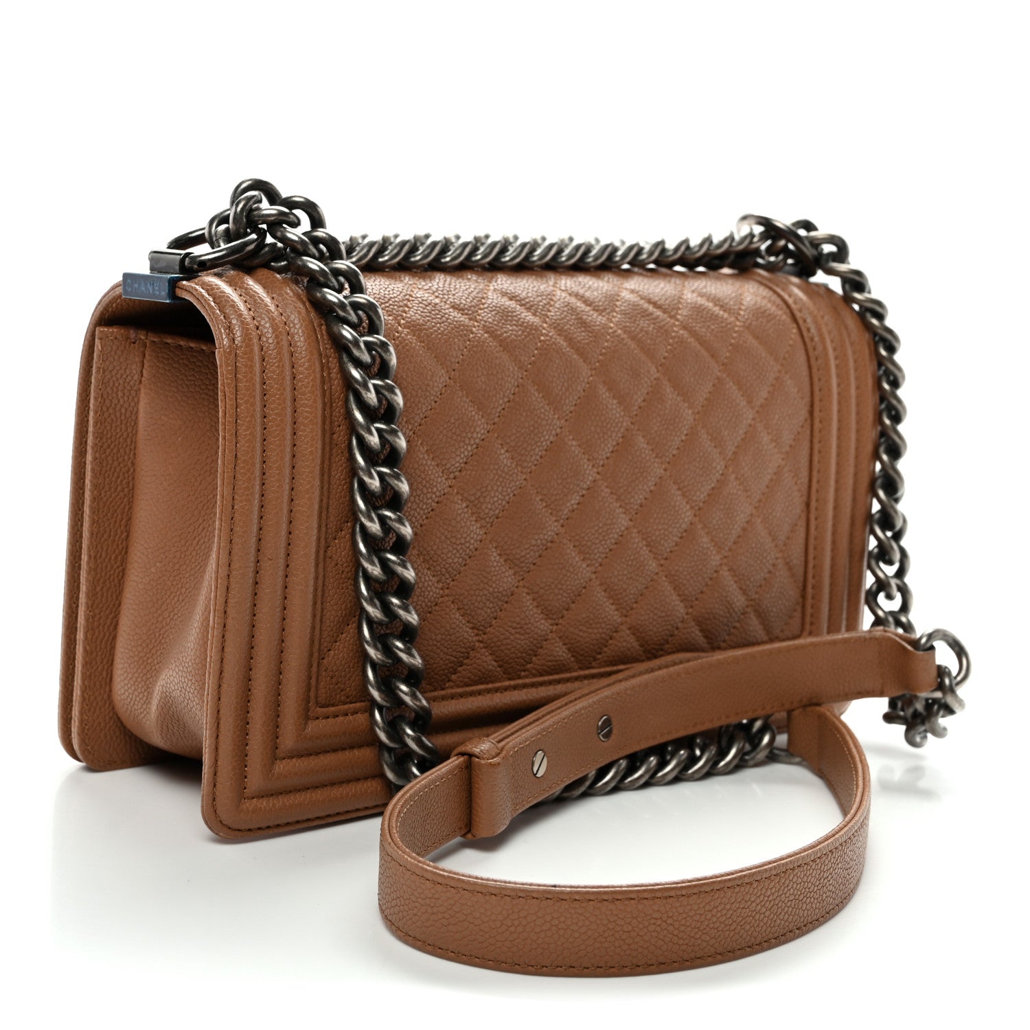 Chanel Caviar Quilted Medium Boy Flap Light Brown 3 of 11