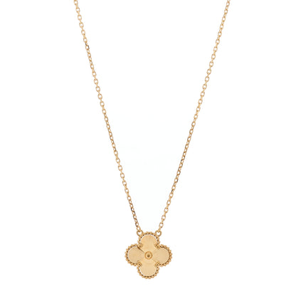 Van Cleef & Arpels 18K Yellow Gold Guilloche Vintage Alhambra Pendant Necklace 2 of 5