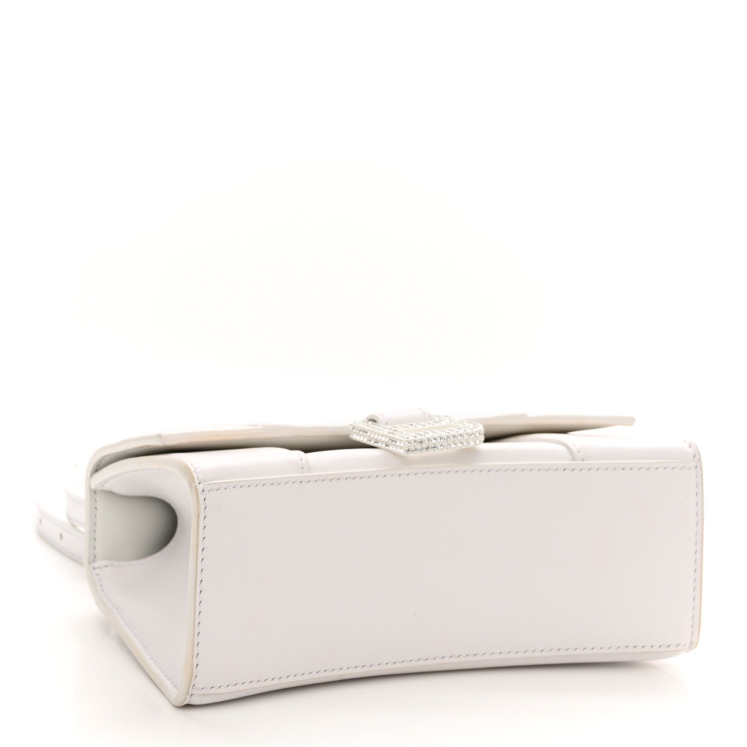 Balenciaga Shiny Box Calfskin Strass Hourglass Top Handle Bag XS White 4 of 10
