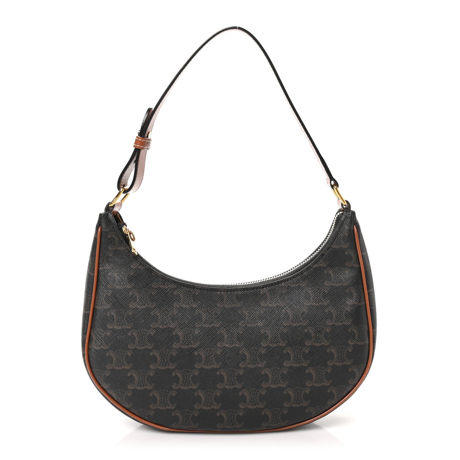 Celine Triomphe Canvas Calfskin Ava Shoulder Bag Tan 1 of 11