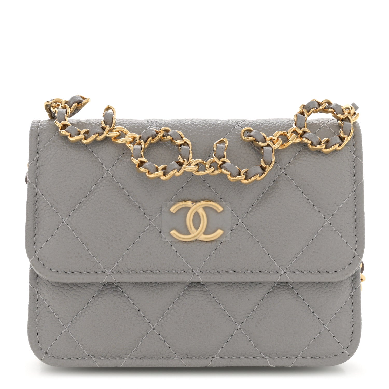 Chanel Caviar Quilted Miss Coco Clutch With Chain Grey 1 of 10