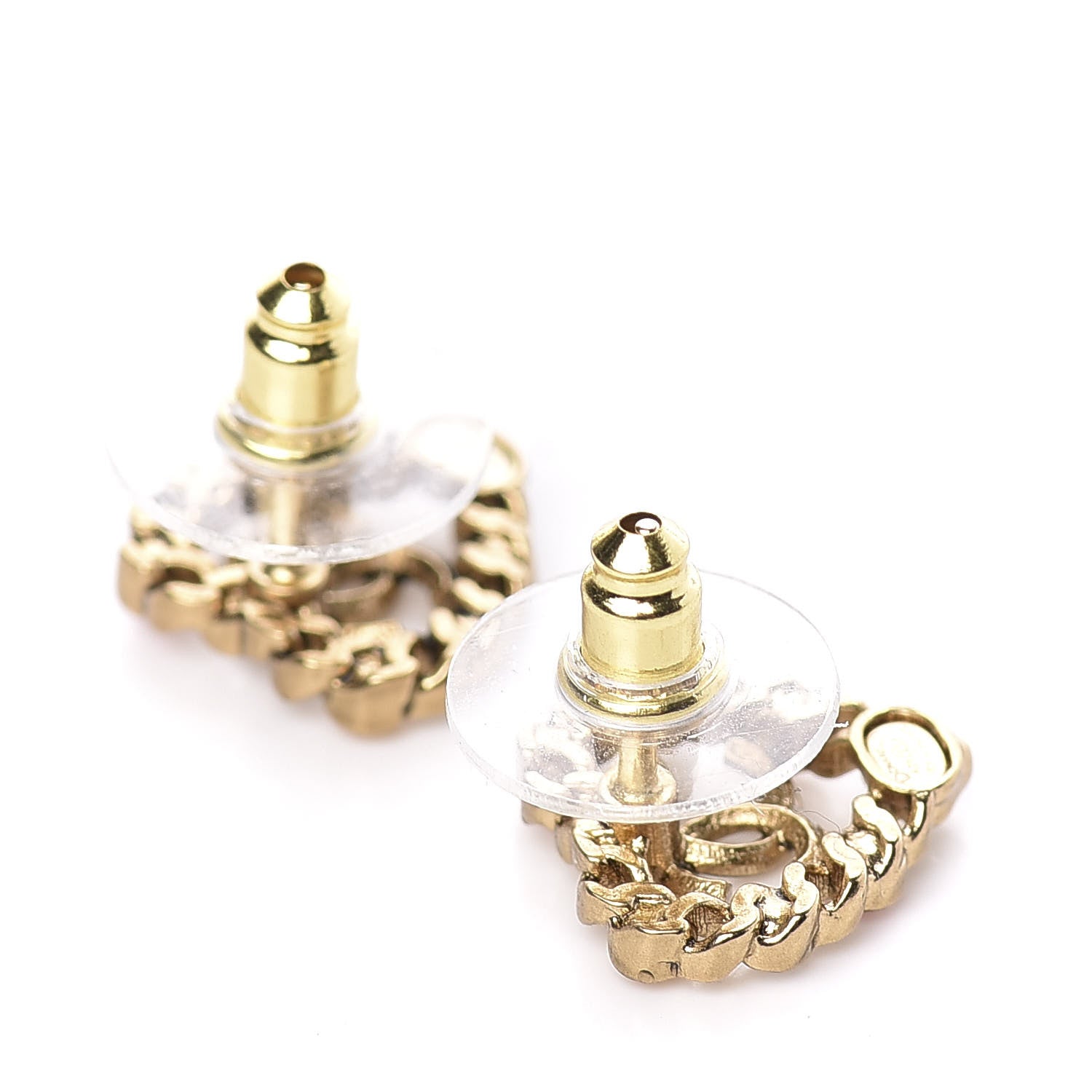 Chanel Pearl Crystal CC Heart Earrings Gold Multicolor 3 of 5