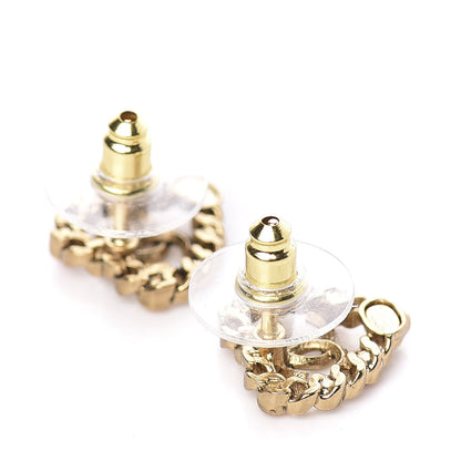 Chanel Pearl Crystal CC Heart Earrings Gold Multicolor 3 of 5