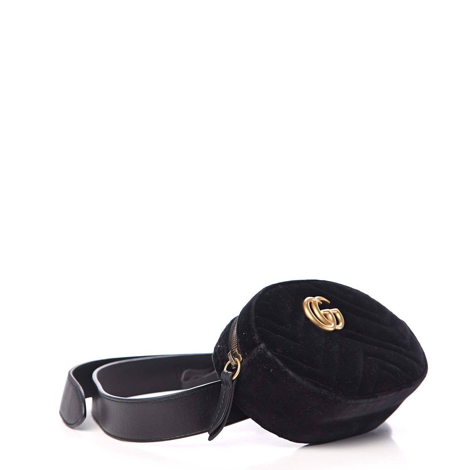 Gucci Velvet Matelasse GG Marmont Belt Bag 85 34 Black 3 of 9
