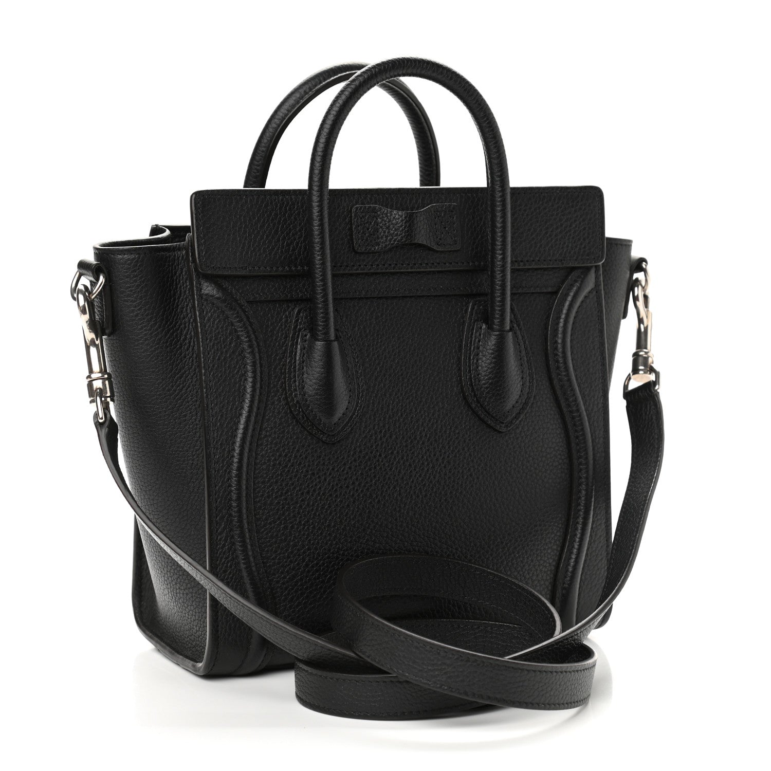 Celine Drummed Calfskin Nano Luggage Black 2 of 8
