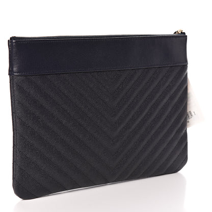 Chanel Caviar Quilted Medium Vintage Mademoiselle Cosmetic Case Navy Blue 3 of 8