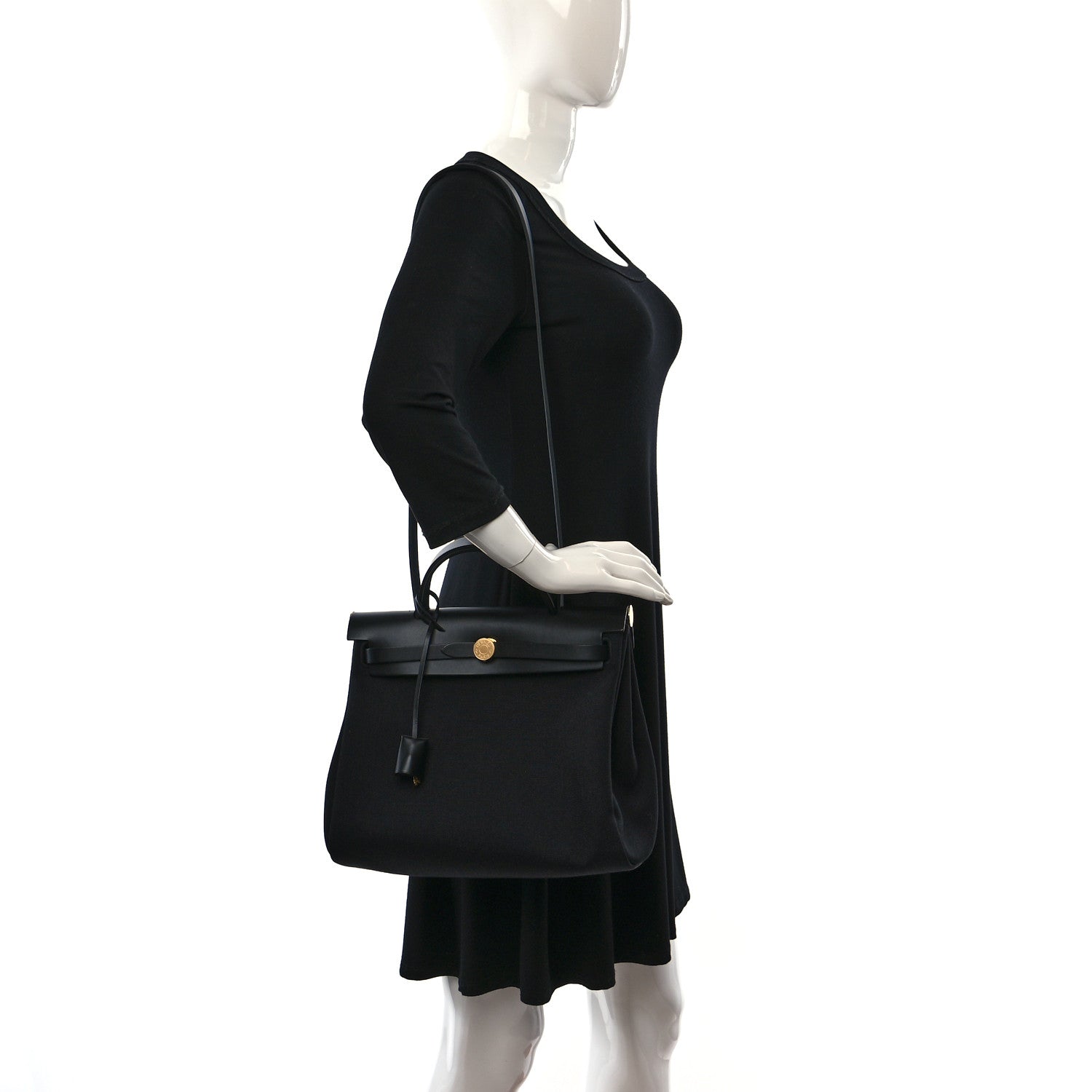 Hermes Military Toile Vache Hunter Herbag Zip PM 31 Black 2 of 12