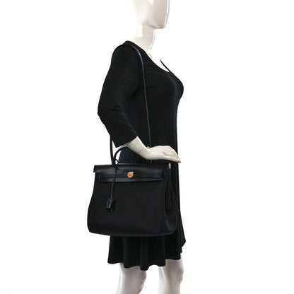 Hermes Military Toile Vache Hunter Herbag Zip PM 31 Black 2 of 12
