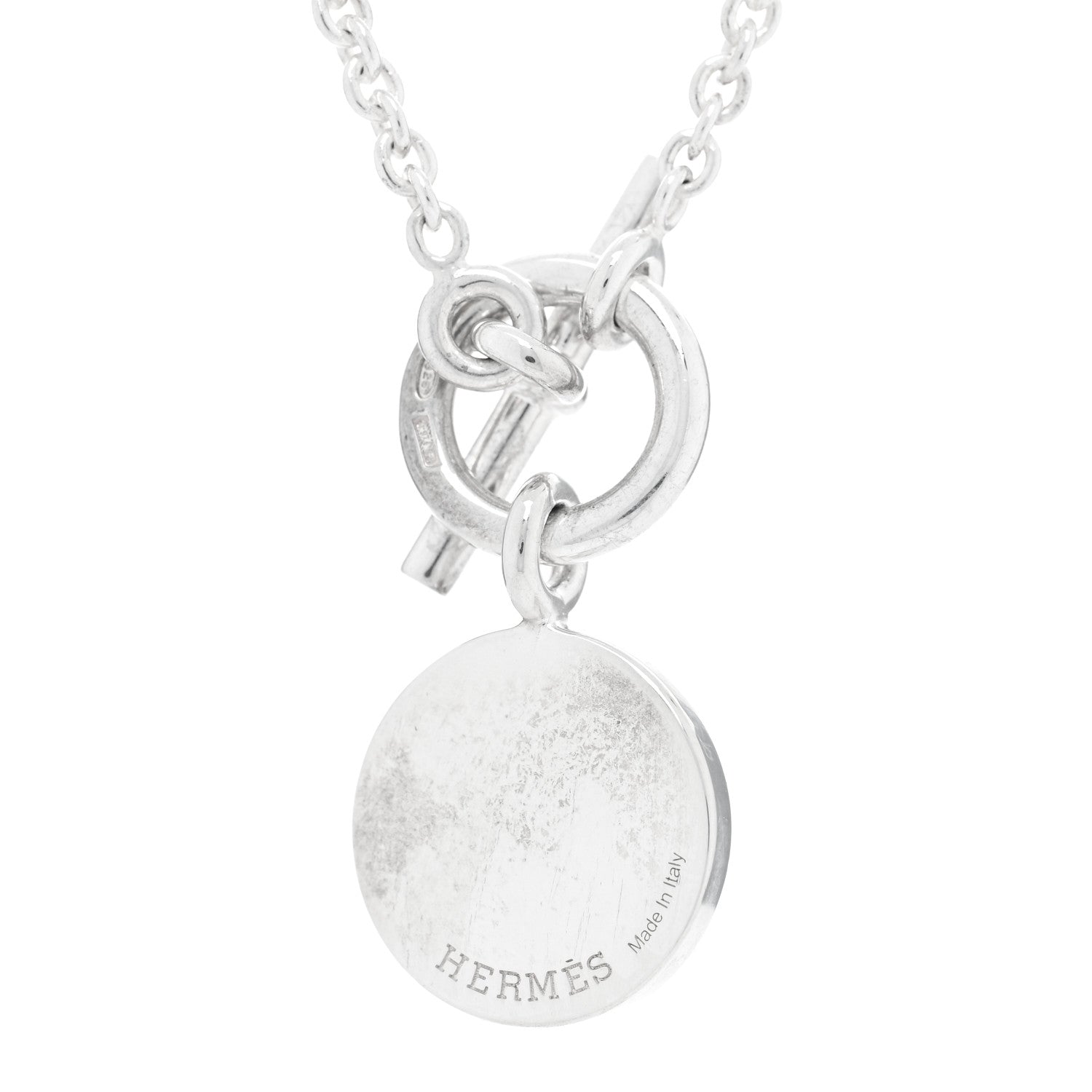 Hermes Sterling Silver Amulettes H Confettis Pendant Necklace 4 of 5