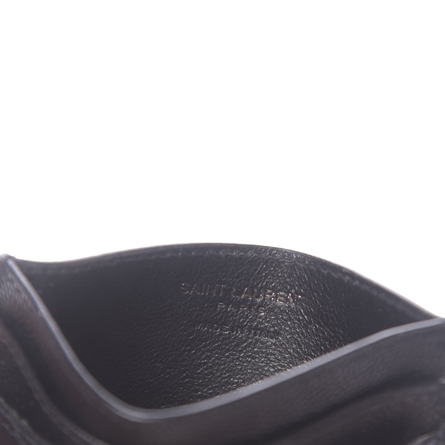 Saint Laurent Grain De Poudre Matelasse Chevron Monogram Credit Card Case Black 6 of 7