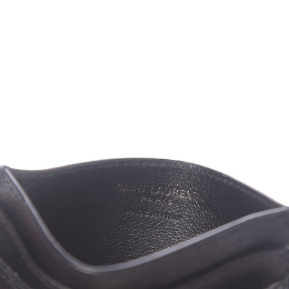 Saint Laurent Grain De Poudre Matelasse Chevron Monogram Credit Card Case Black 6 of 7