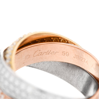 Cartier 18K White Yellow Pink Gold Diamond LM Trinity Paved Ring 59 8.75 4 of 6