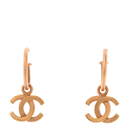 Chanel CC Hoop Drop Earrings Gold 1 of 3