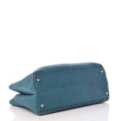 Chanel Wrinkled Lambskin Chevron Quilted Surpique Tote Turquoise 4 of 17