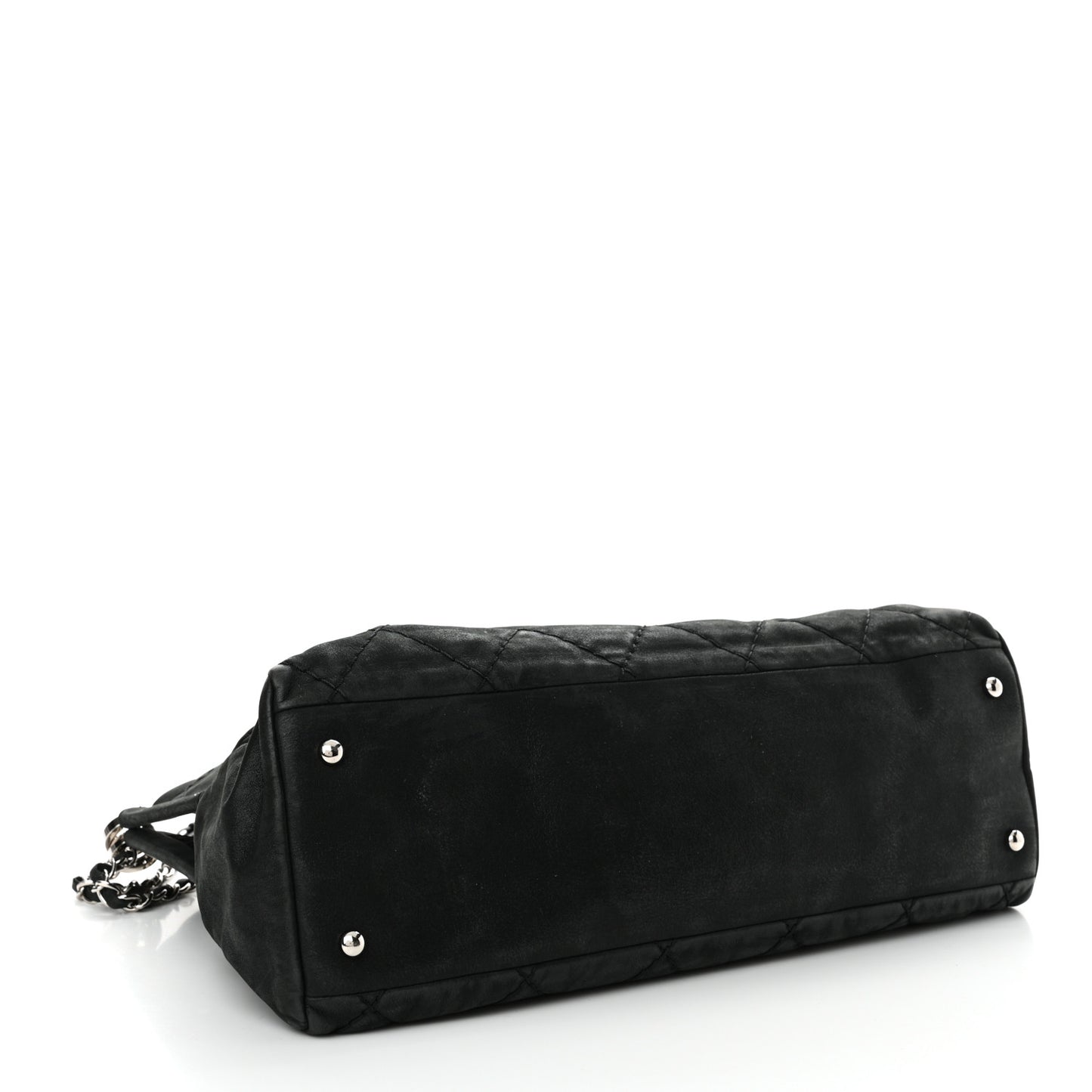 Iridescent Calfskin Quilted Small Sea Hit Tote Black