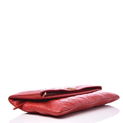 Chanel Lambskin Quilted Beauty CC Boy Clutch Red 4 of 13