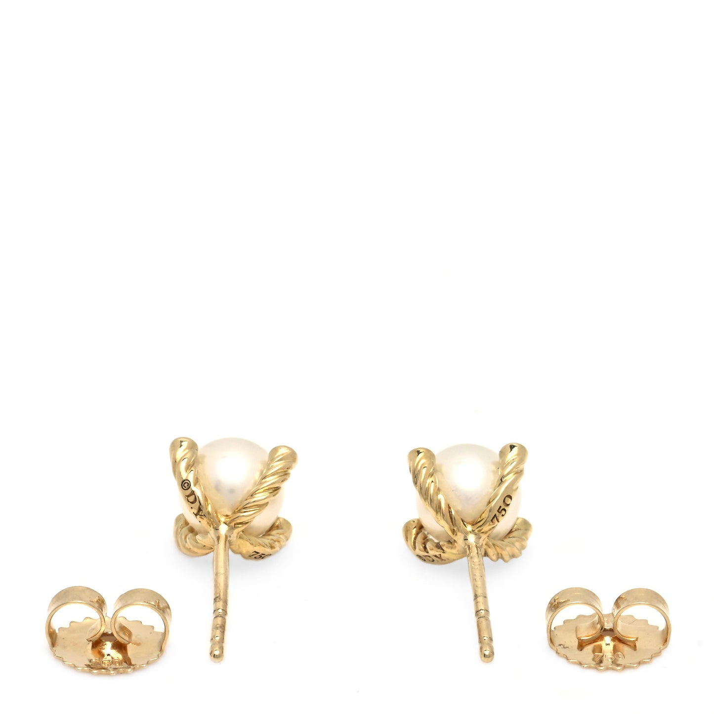 18K Yellow Gold Diamond Pearl 6mm Solari Earrings