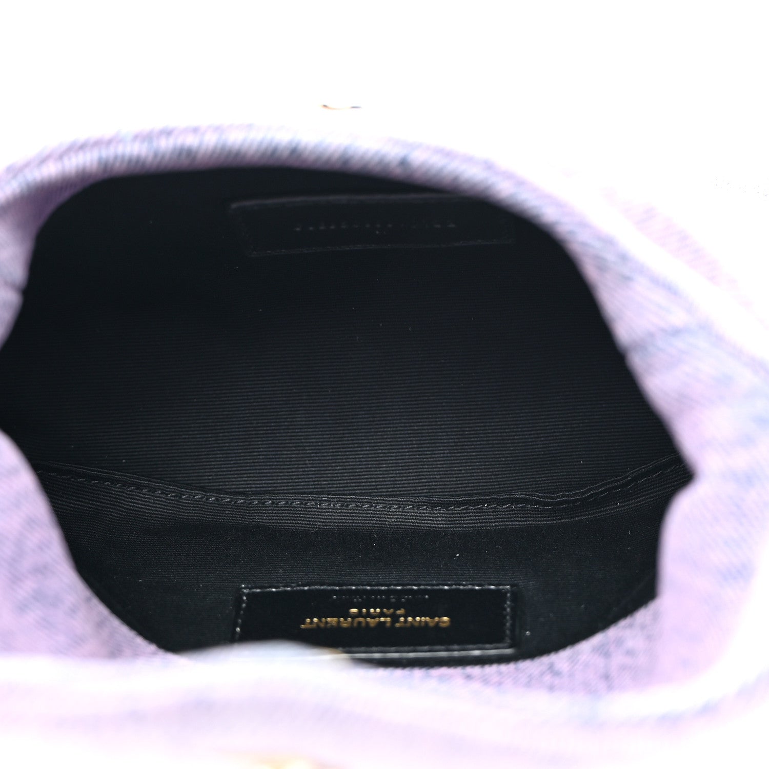 Saint Laurent Denim Quilted Loulou Puffer Monogram Pouch Clutch Bleached Lilac 6 of 8