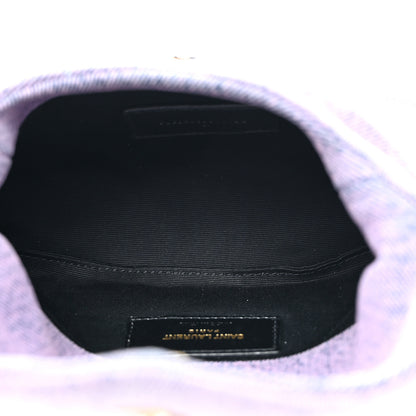 Saint Laurent Denim Quilted Loulou Puffer Monogram Pouch Clutch Bleached Lilac 6 of 8